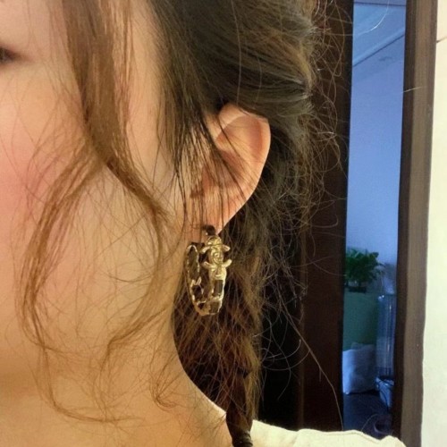 Chanel Lambskin CC Turnlock Chain Hoop Earrings