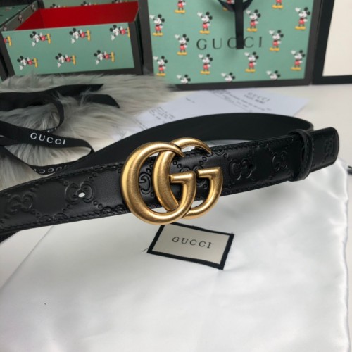 Gucci GG Marmont Stamped Leather Belt