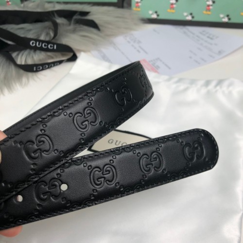 Gucci GG Marmont Stamped Leather Belt