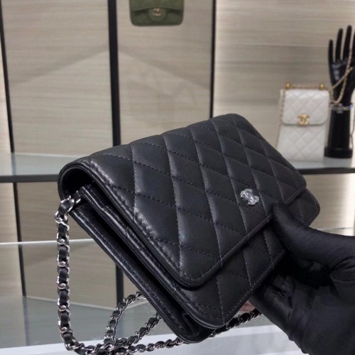 *Superior* Chanel Black Lambskin Wallet On Chain