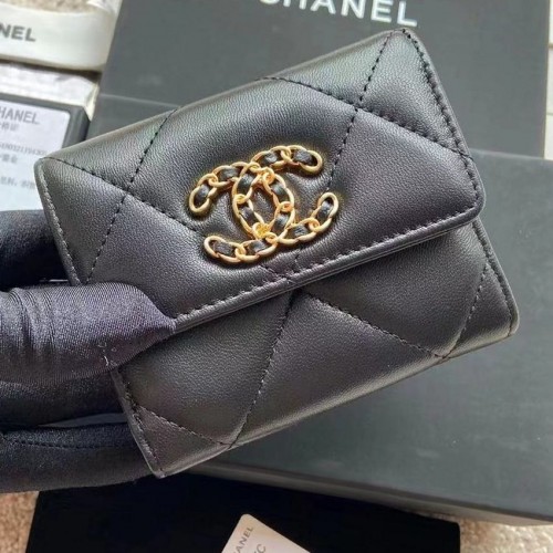 *Superior* Chanel Goatskin Chanel 19 Small Flap Wallet