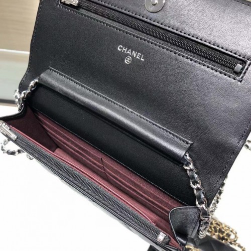 *Superior* Chanel Black Lambskin Wallet On Chain